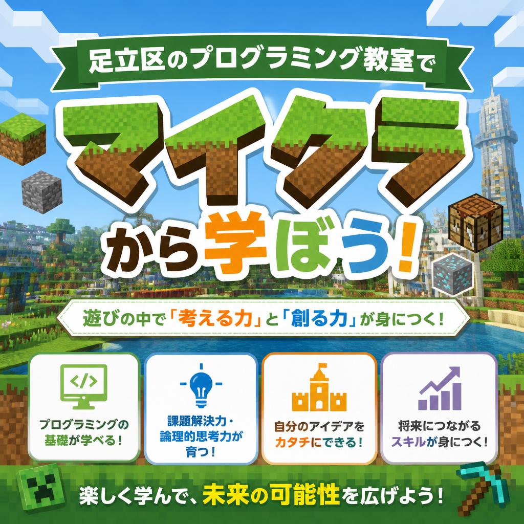 足立区のプログラミング教室でマイクラから学ぼう！