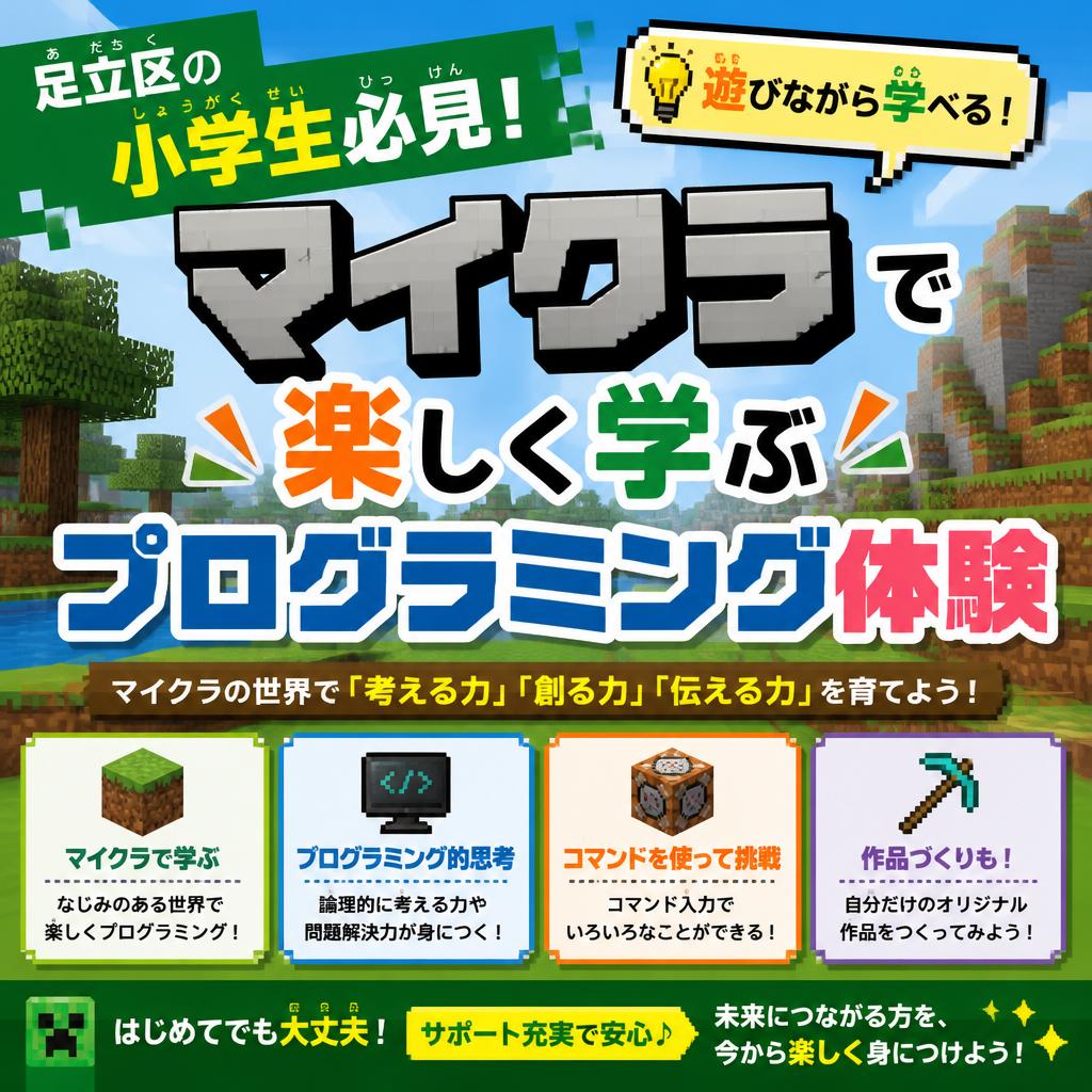 足立区の小学生必見！マイクラで楽しく学ぶプログラミング体験