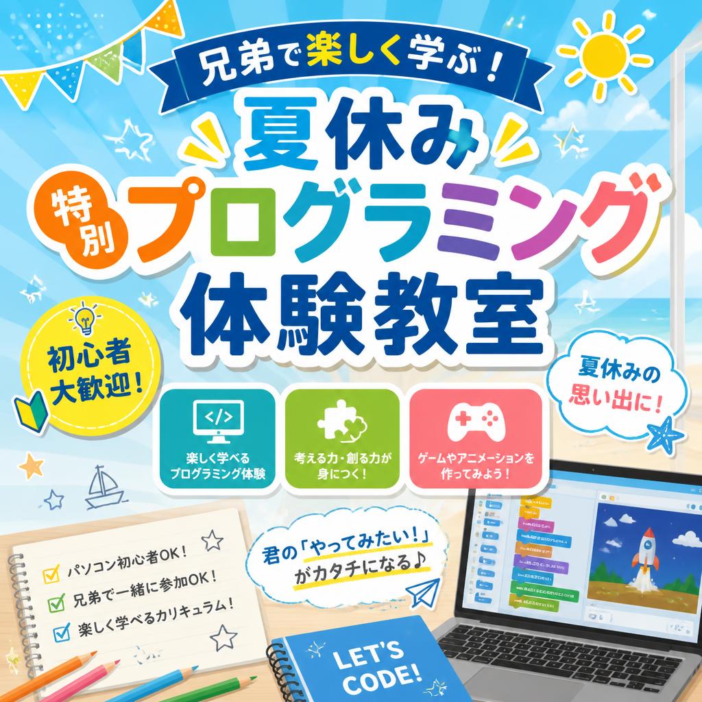 兄弟で楽しく学ぶ！夏休み特別プログラミング体験教室