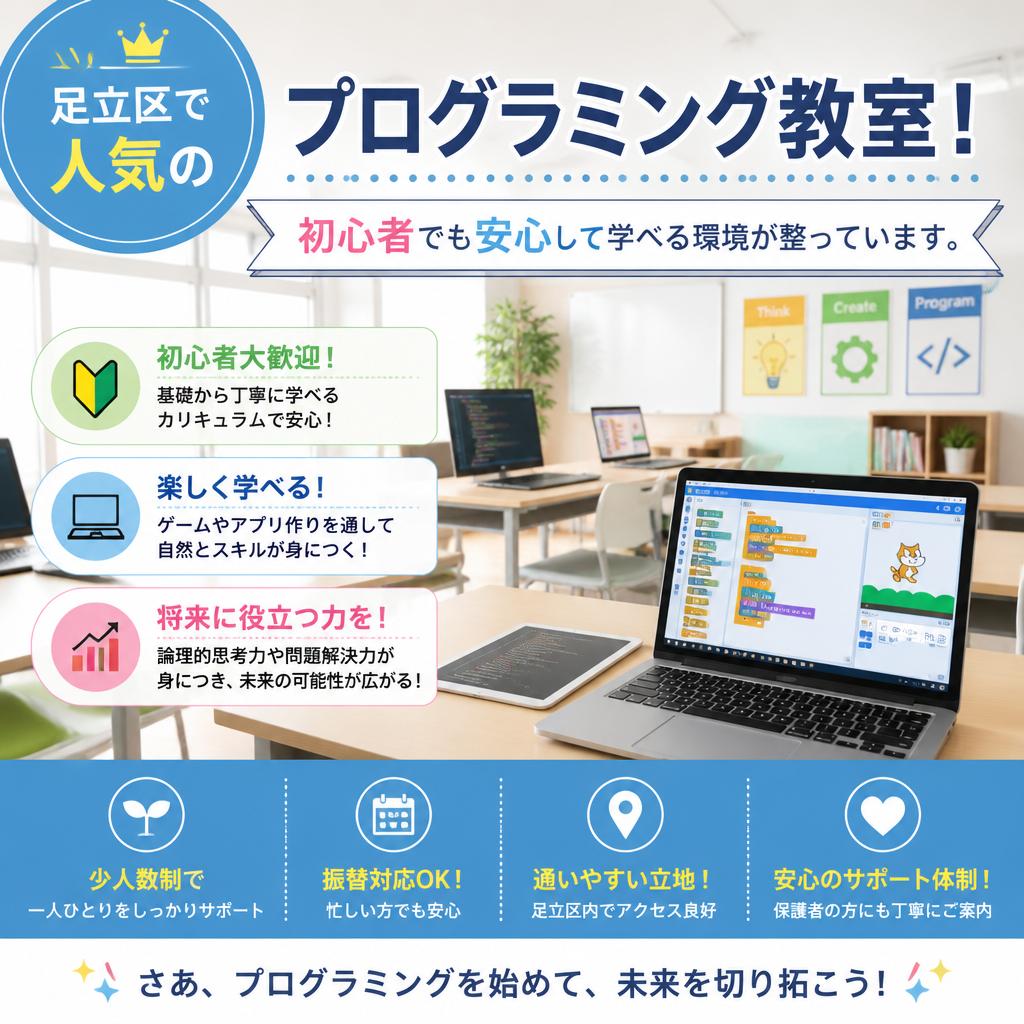 足立区で人気のプログラミング教室！初心者でも安心して学べる環境が整っています。