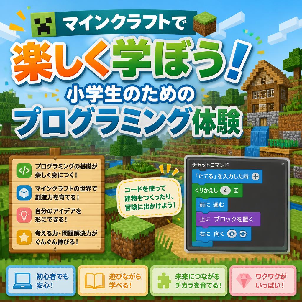 マインクラフトで楽しく学ぼう！小学生のためのプログラミング体験