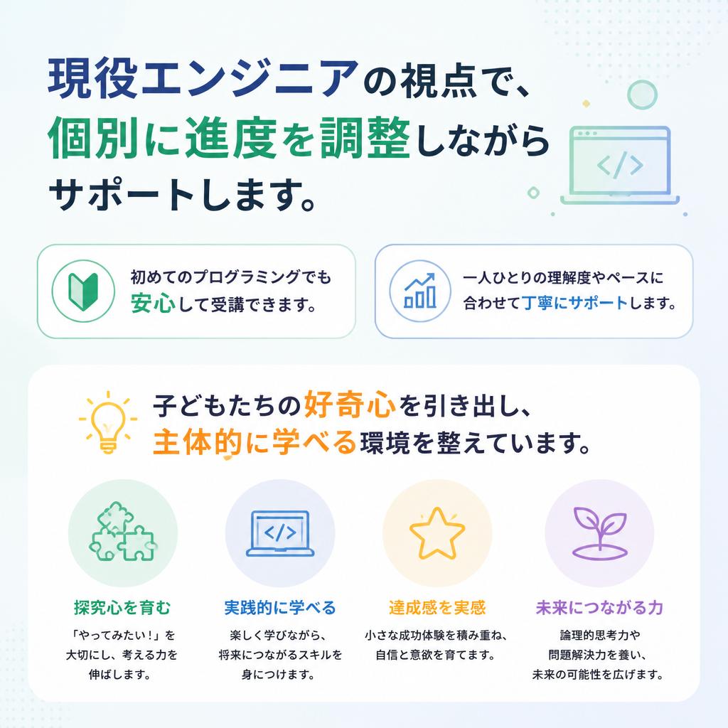 基礎から応用まで、一人ひとりに合わせた指導