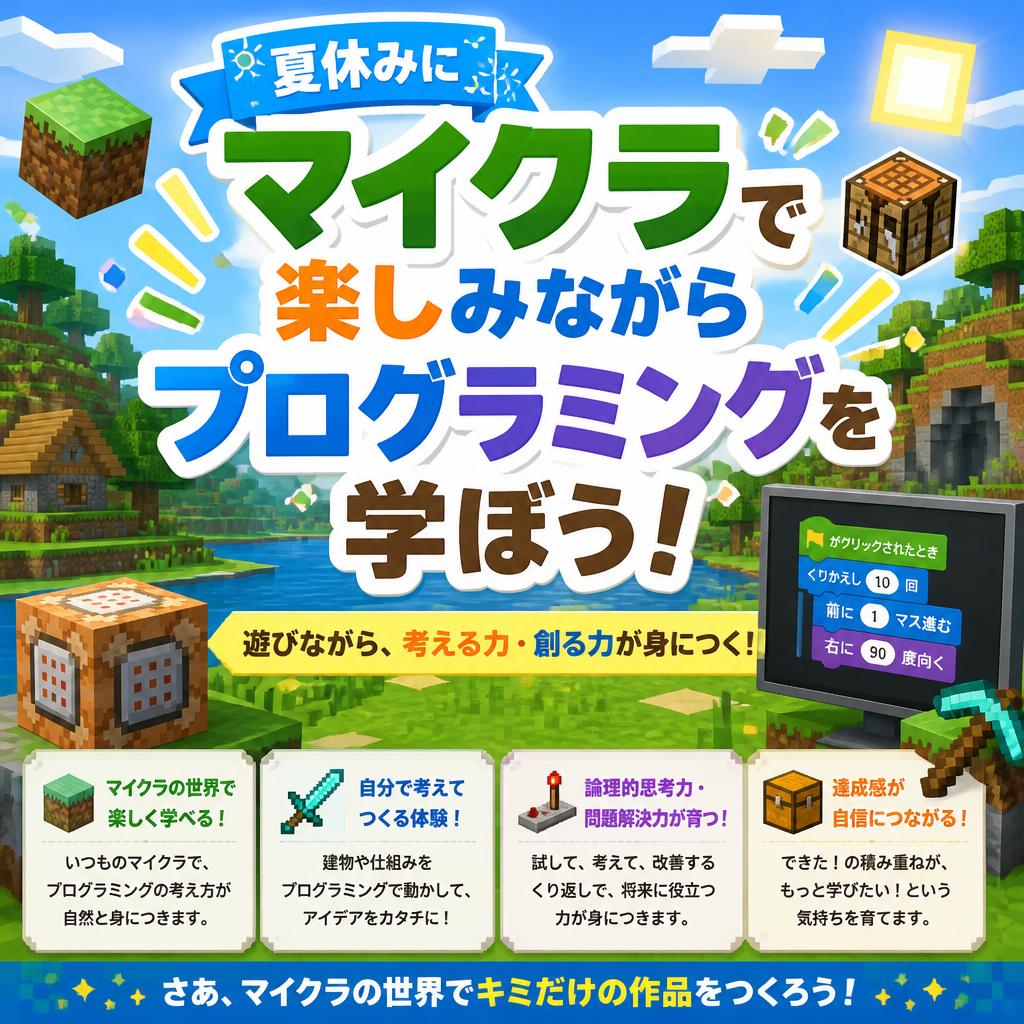 夏休みにマイクラで楽しみながらプログラミングを学ぼう！